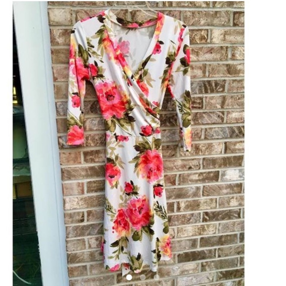 White Floral Wrap Dress